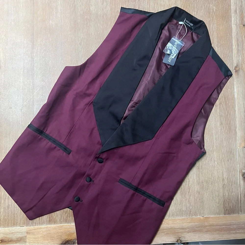 NWT Coofandy Burgundy and Black Vest S